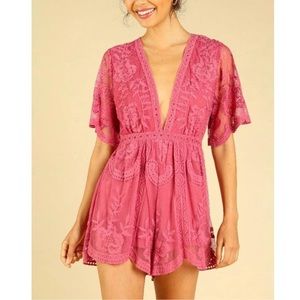 Elegant Pink Lace Jumpsuit